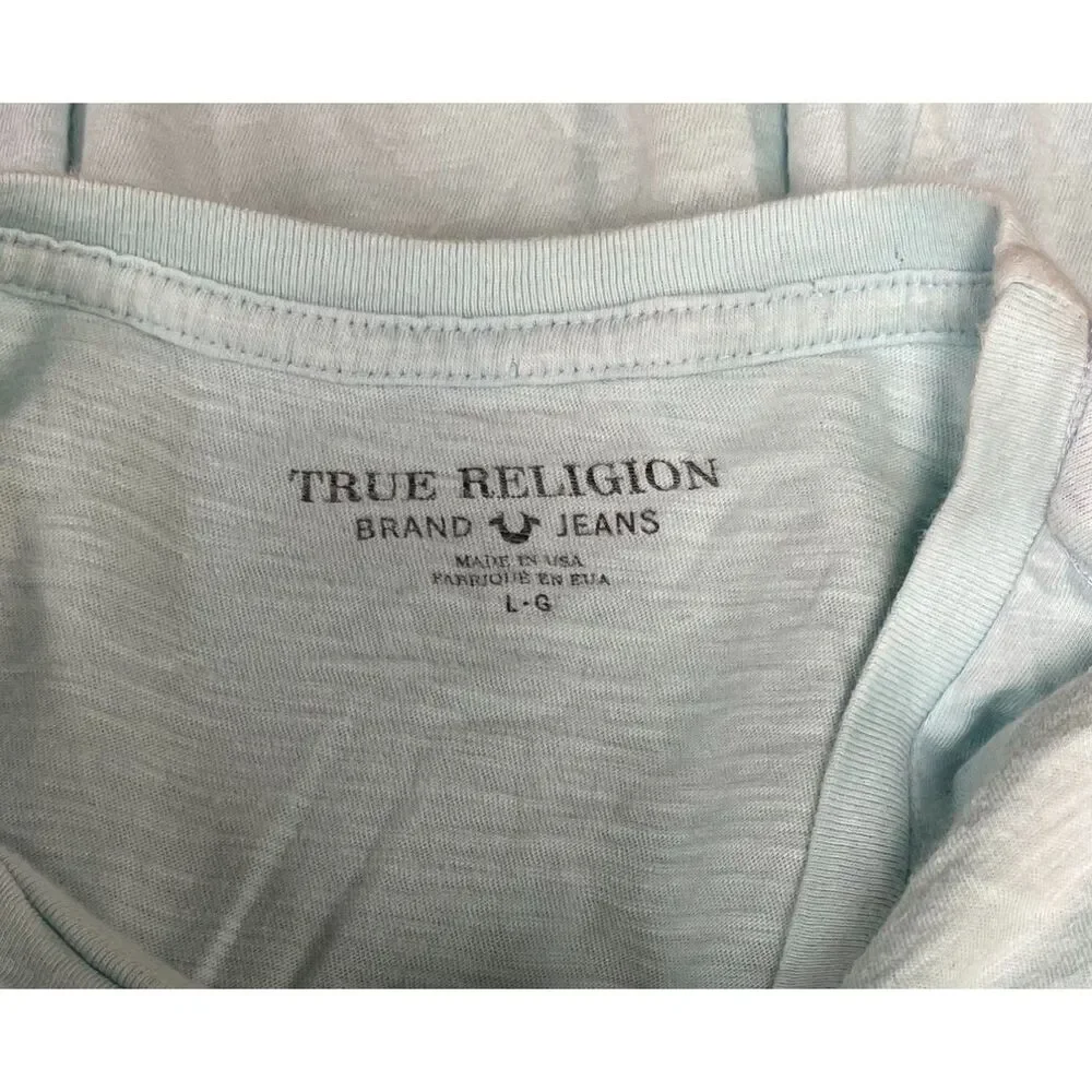 True Religion Jeans Men's Phuket Crew Neck T-shirt Pool Blue Sz L